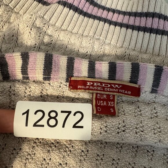 Y2K Vintage Crochet Knit Halter Crop Top XS Cream Ivory White Boho Fairy Grunge - Picture 7 of 7